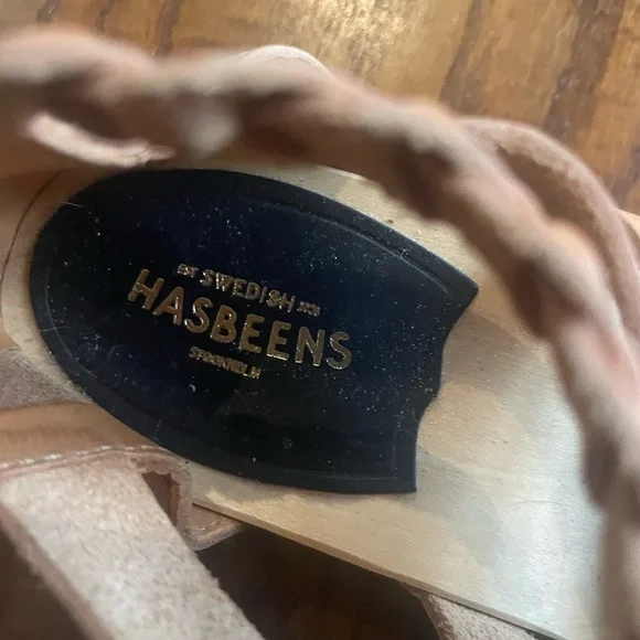 Swedish Hasbeens Brown Leather Braided Sandals - Picture 3 of 5